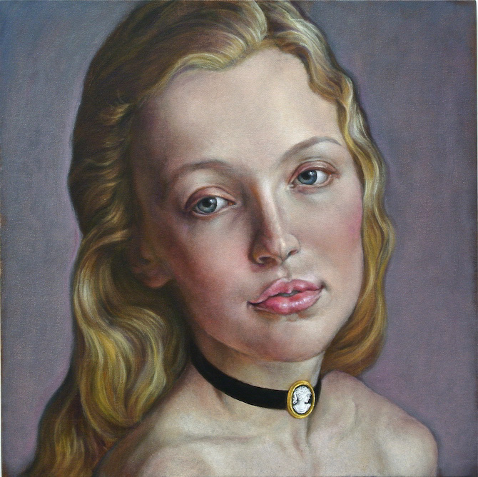 contemporary oil painting of female model by Julian Hsiung - Rebecca - contemporary portrait realisium art